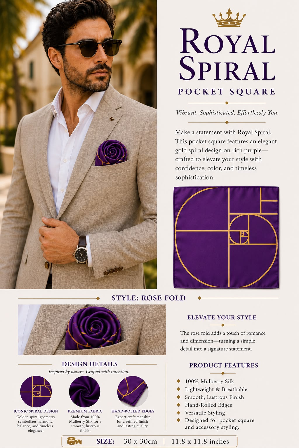 ROYAL SPIRAL POCKET SQUARE