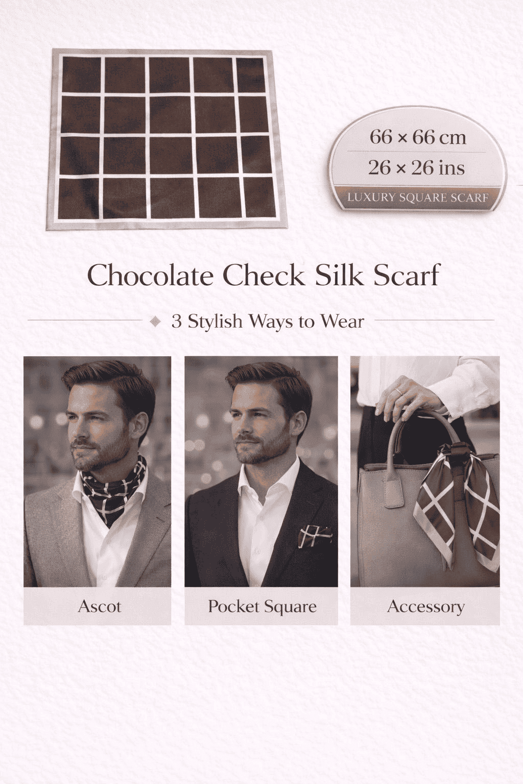 Chocolate Check Silk Scarf