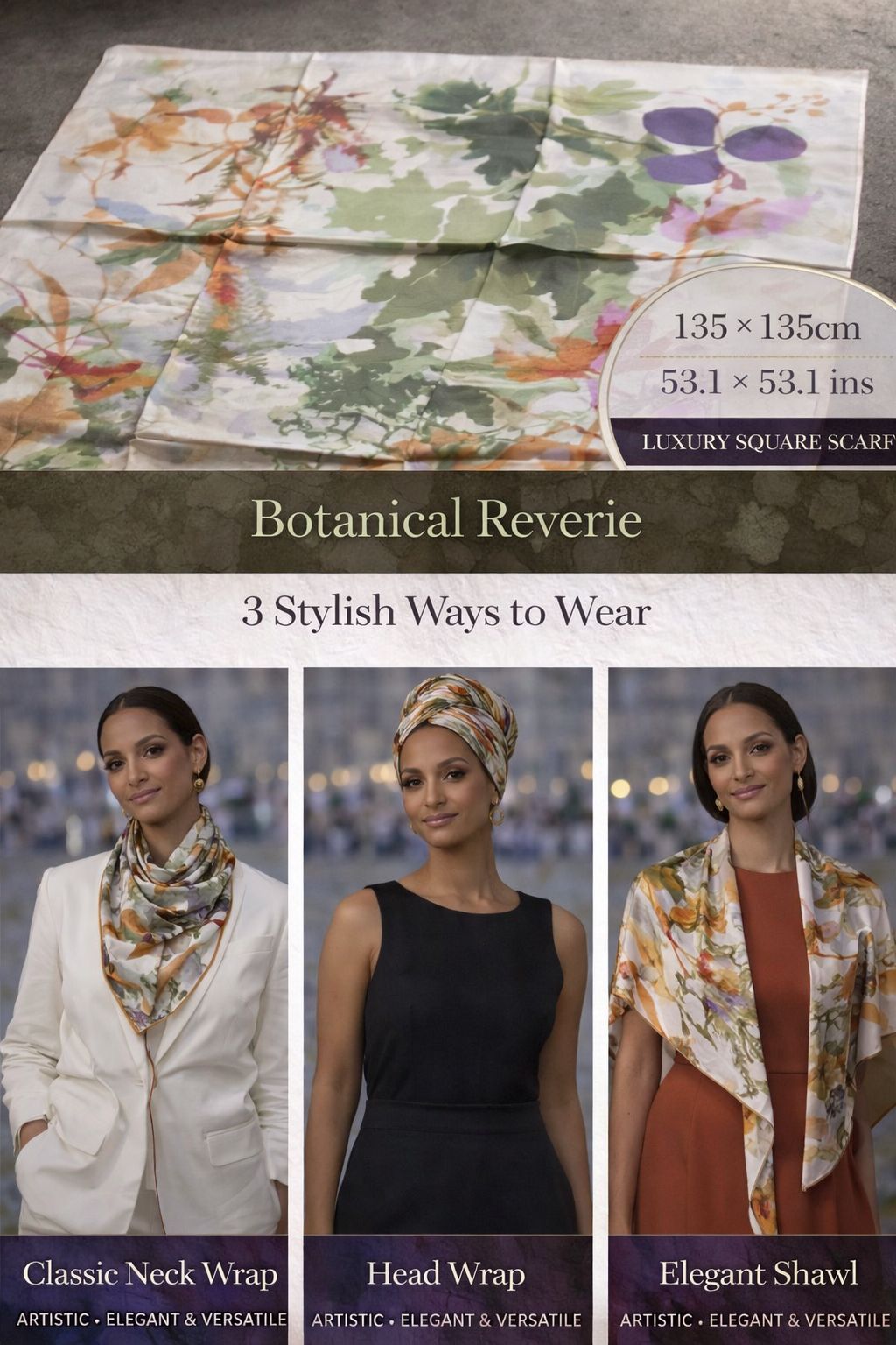 🌿 Botanical Reverie Silk Scarf