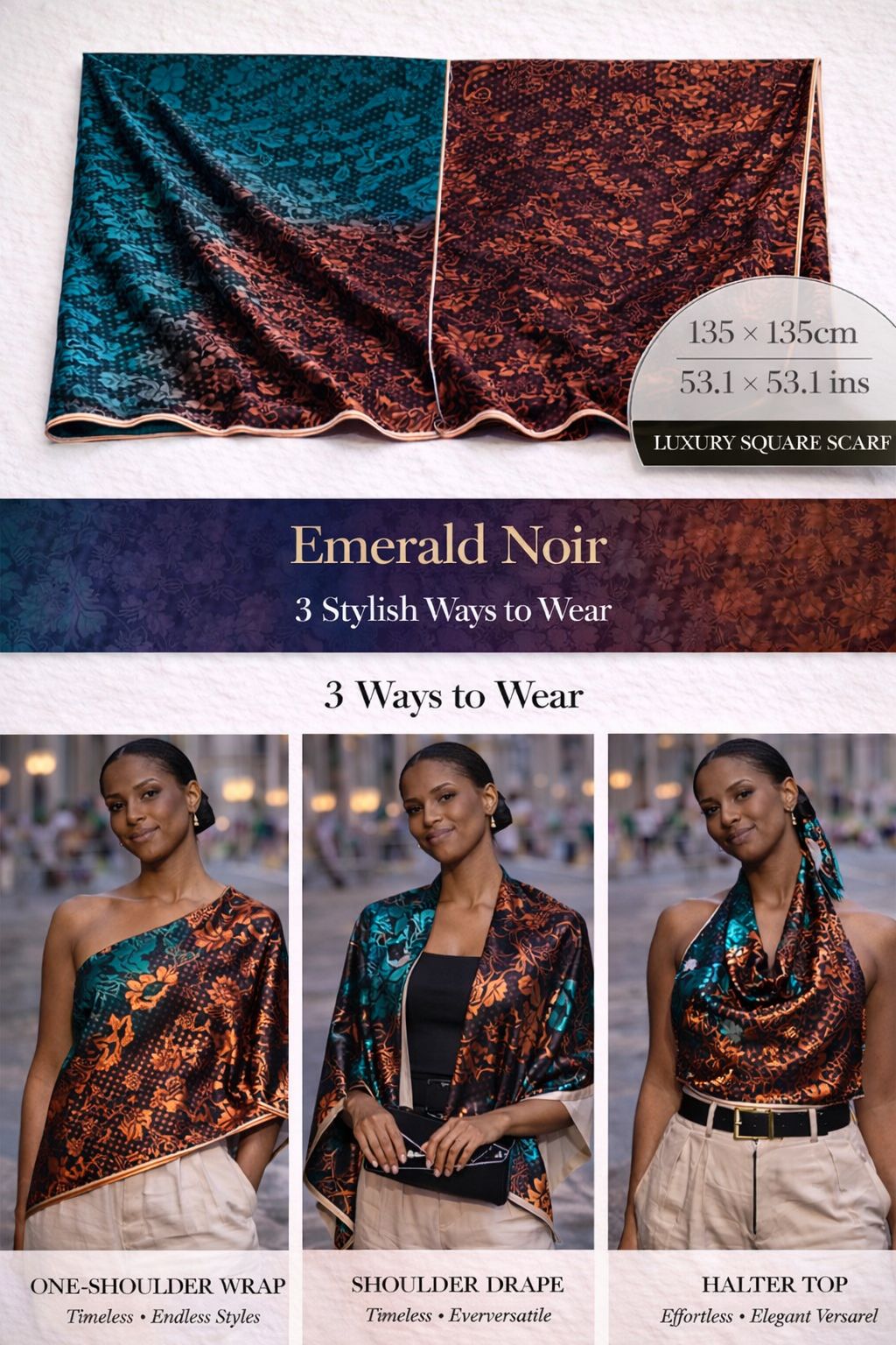 Emerald Noir Silk Scarf