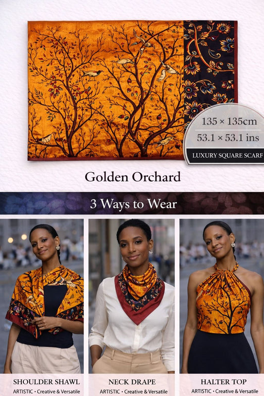 🍂 Golden Orchard Silk Scarf