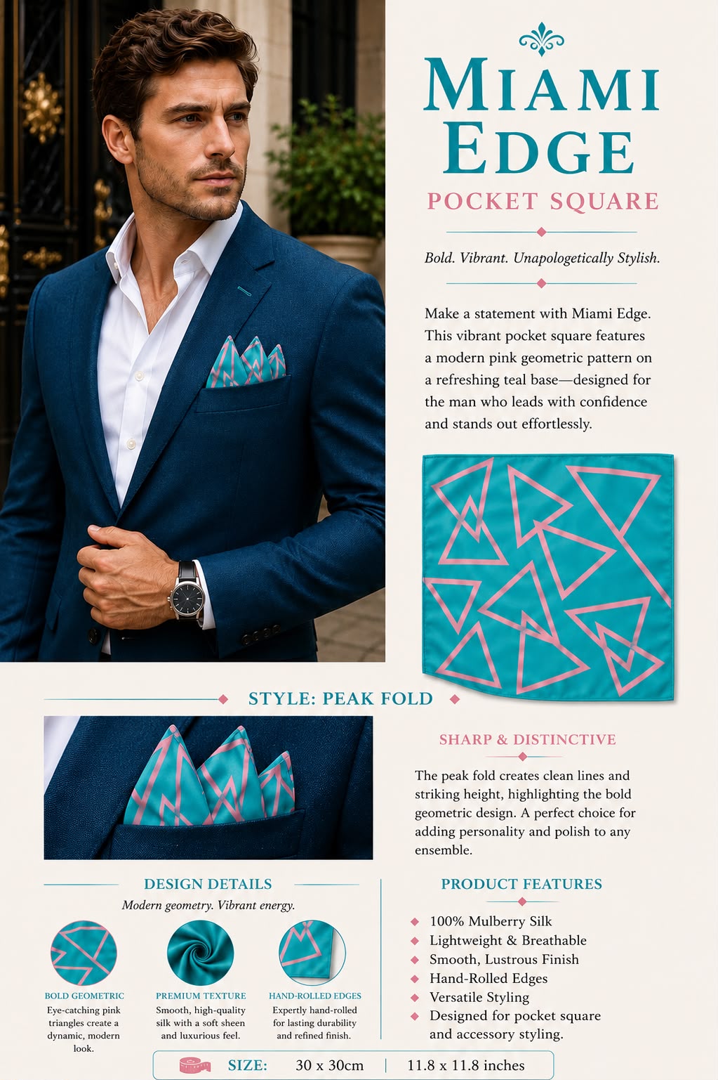 MIAMI EDGE POCKET SQUARE