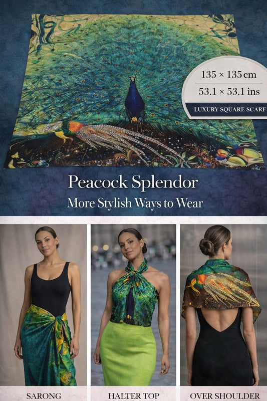 🦚 Peacock Splendor Silk Scarf