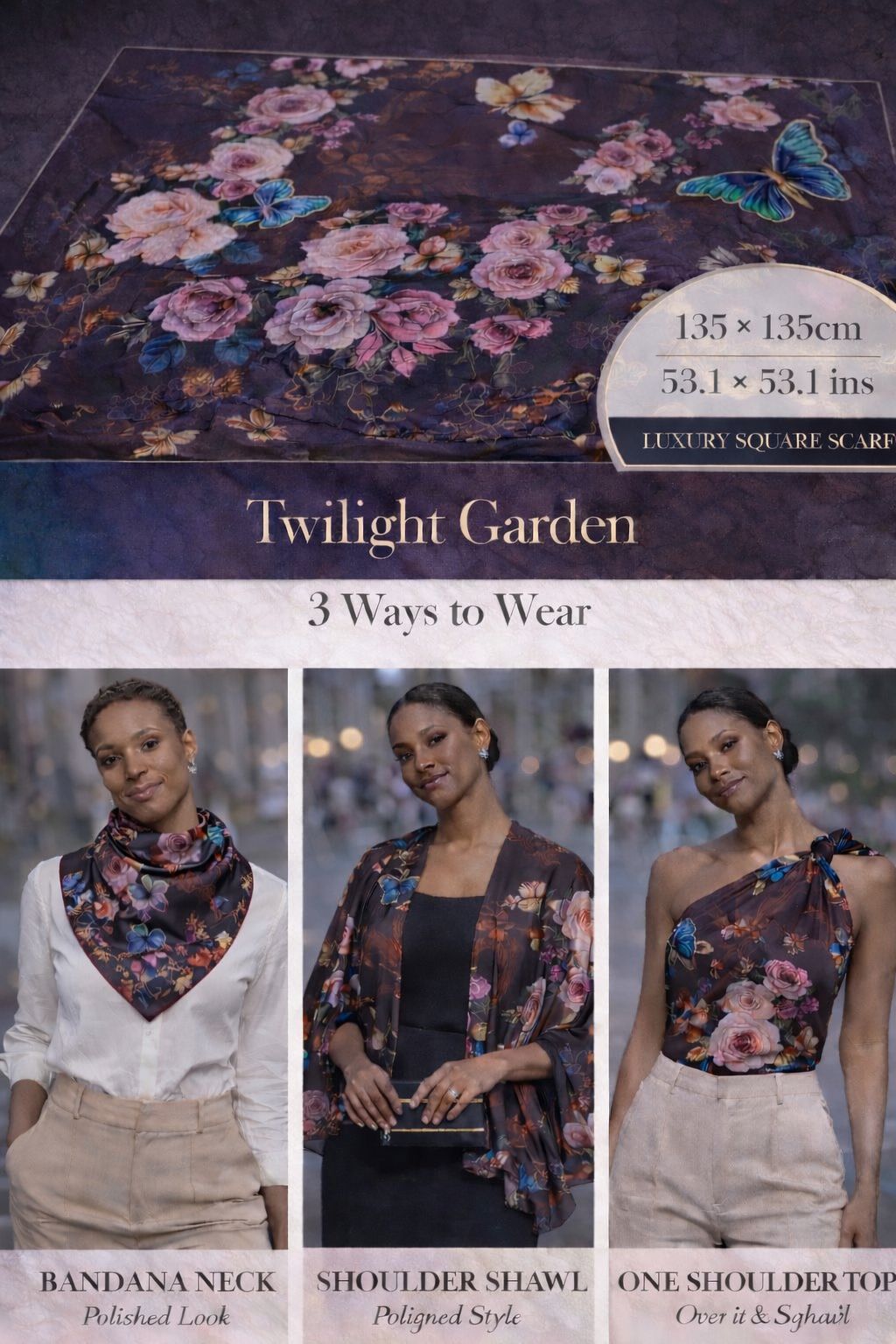🌙 Twilight Garden Silk Scarf