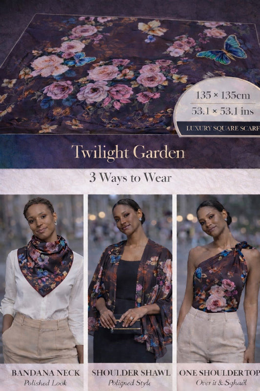 🌙 Twilight Garden Silk Scarf