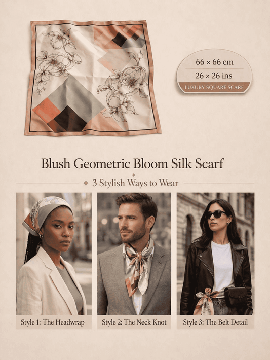 Blush Geometric Bloom Silk Scarf