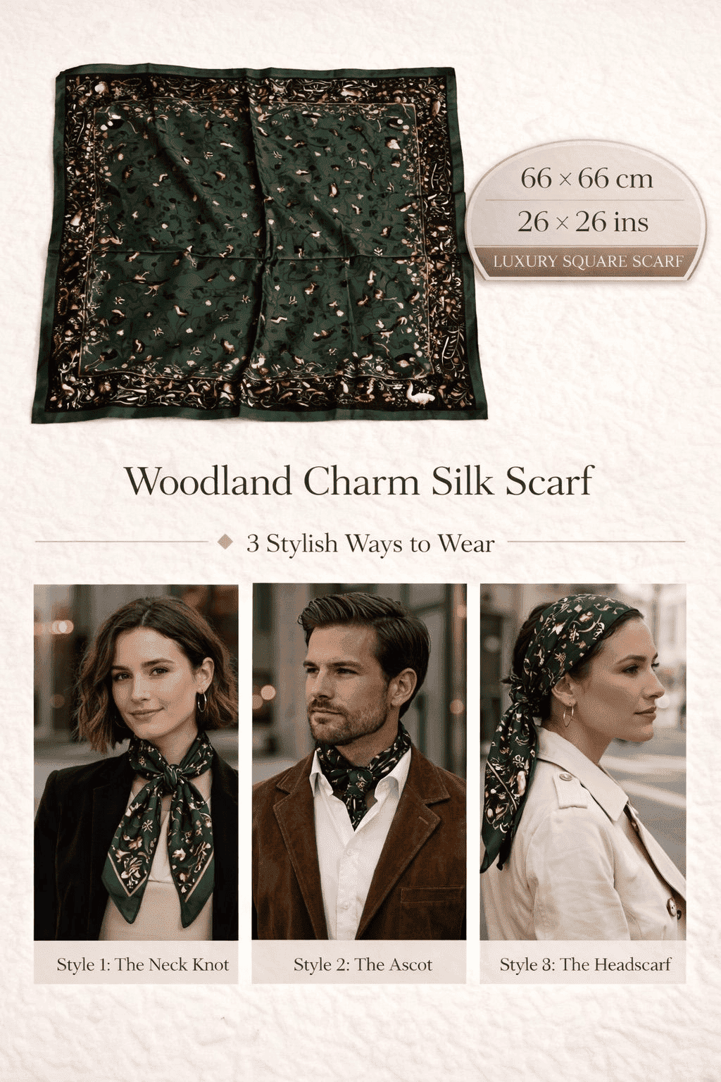 Woodland Charm Silk Scarf