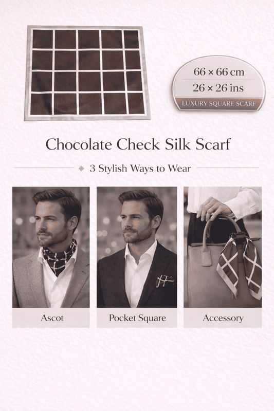 Chocolate Check Silk Scarf