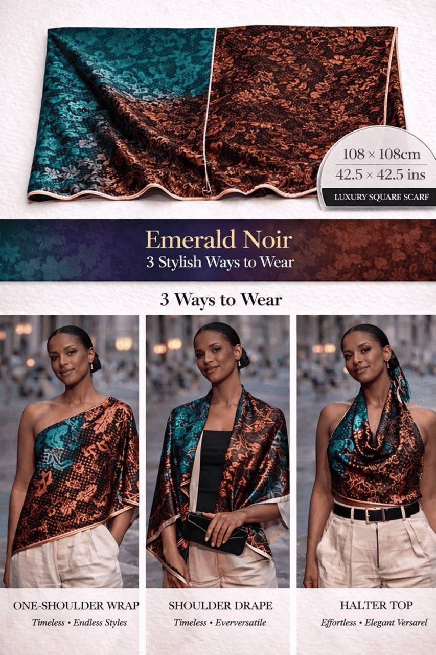 Emerald Noir Silk Scarf
