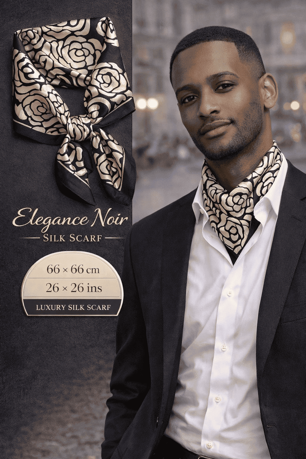 Elegance Noir Silk Scarf